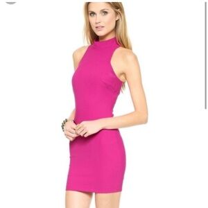 Elizabeth and James Jade high neck fucsia mini dress
